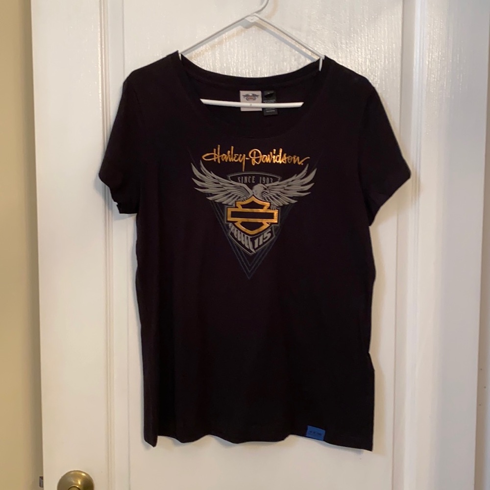 COPY - Black Rose Gold letter Harley Davidson shirt